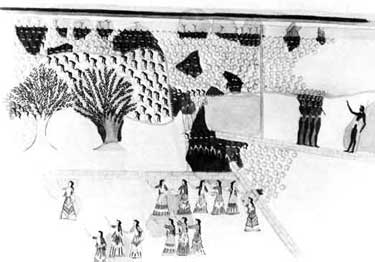 Sacred Grove Fresco. Reconstructed by N. Marinatos