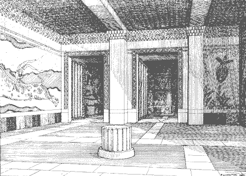 Reconstruction of the West Porch drawn by F. G. Newton
