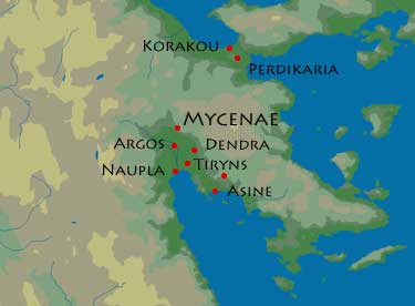 Map of the Argolid during the Bronze Age 
