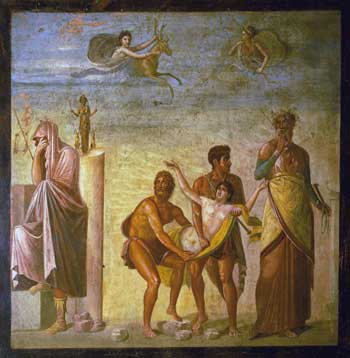 Sacrifice of Iphigenia. Roman Fresco from Pompeii