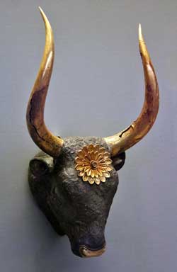 Silver & Gold Bull's Head Rhyton from Grave IV, Circle A. Mycenae