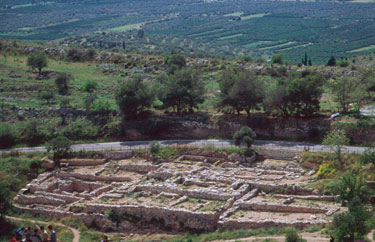 Mycenae.View of the houses from the citadel