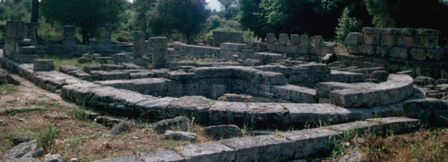 One of the apsidal (it has a semi-circular apse at one end) buildings of the Bouleuterion