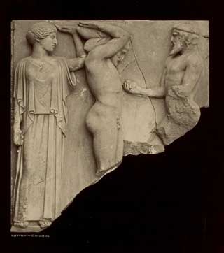 Herakles supporting the Heavens (from the metope frieze)