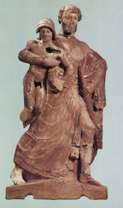Terracotta statue of Zeus & Ganymede