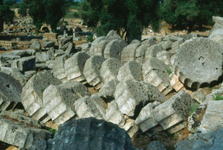 Tumbled Column Drums from the Temple of Zeus at Olympia