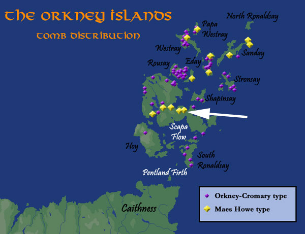 Map of Orkney Tombs