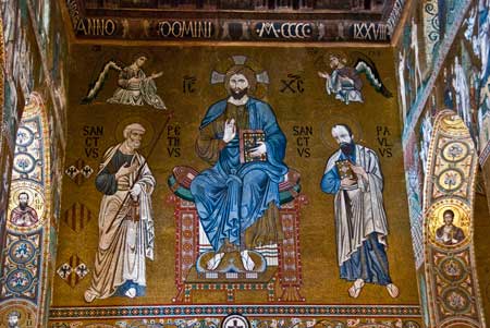 Christ Pantocrator flanked by Saints Peter and Paul