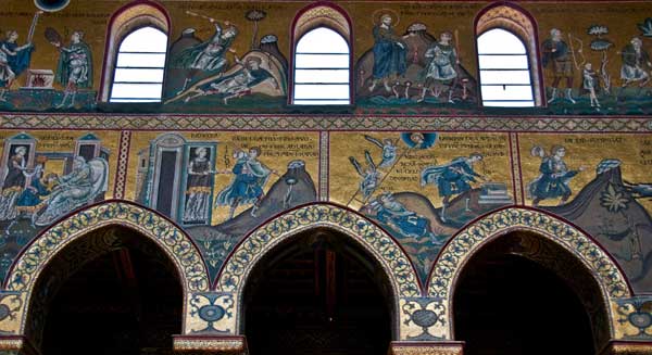 Mosaics along the north side of the nave