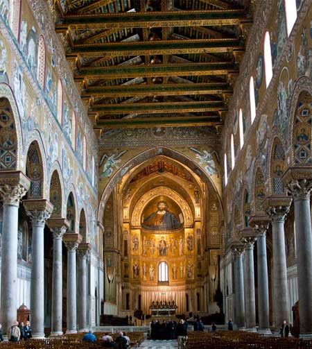 Looking down the Nave of Monreale to the Choir
