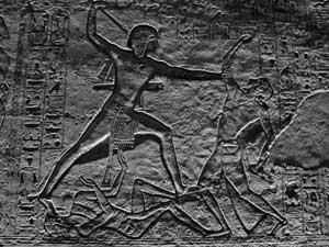 Abu Simbel. Ramesses II slaying Asiatics